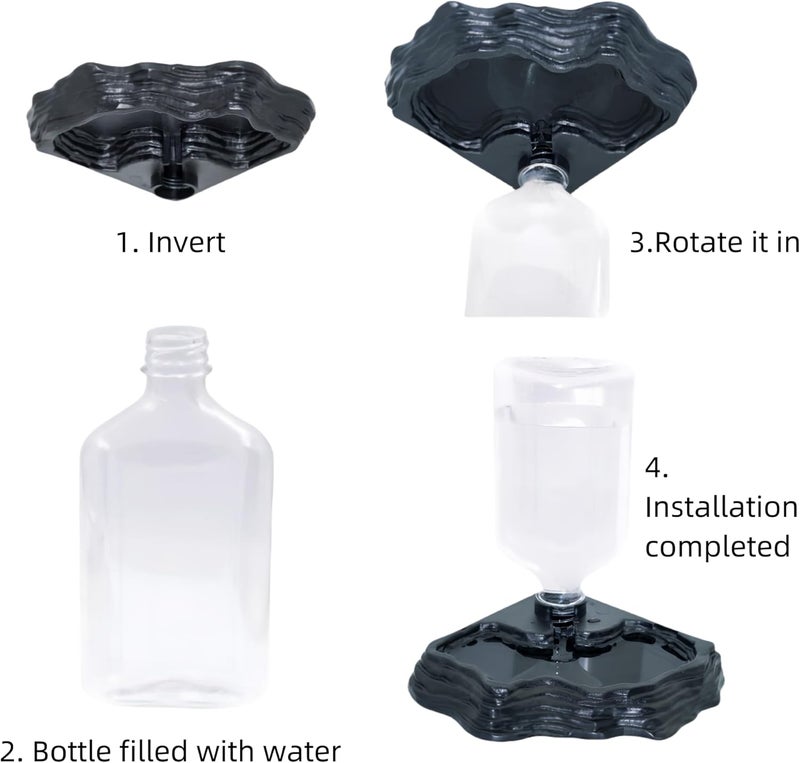 MRTIOO 17oz Terrarium Tank Reptile Food Feeders Bowl, Water Feeder Automatic Water Dispenser Waterer Feeding Accessories, for Geckos Lizards Turtle Bearded Dragons - Black - Image 5